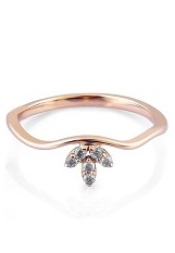 beautiful wavy leaf diamond gold baby ring